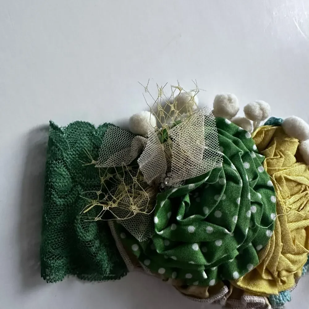 Persnickety Festive Lace Headband with Green and Yellow Floral Detail